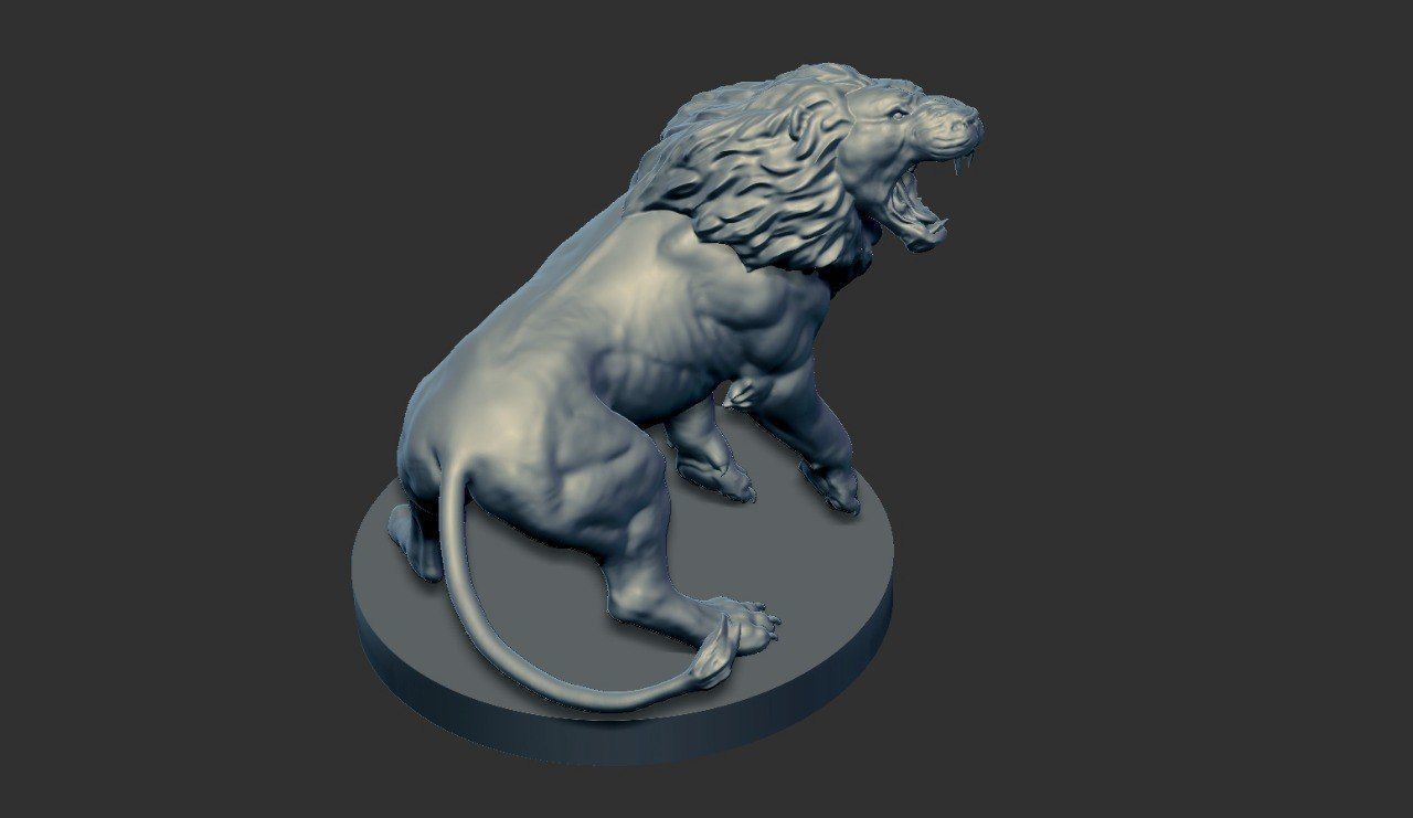 Roaring Lion Statue Printable 3D print model_13
