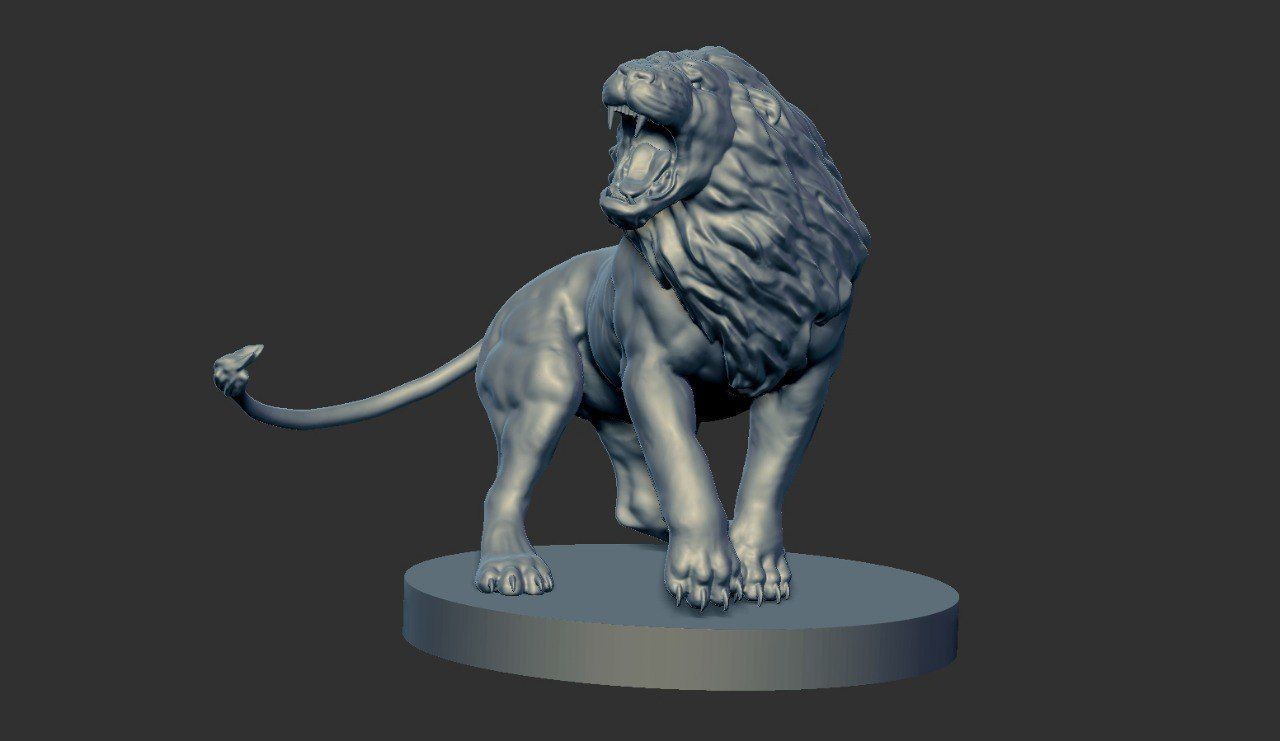 Roaring Lion Statue Printable 3D print model_9