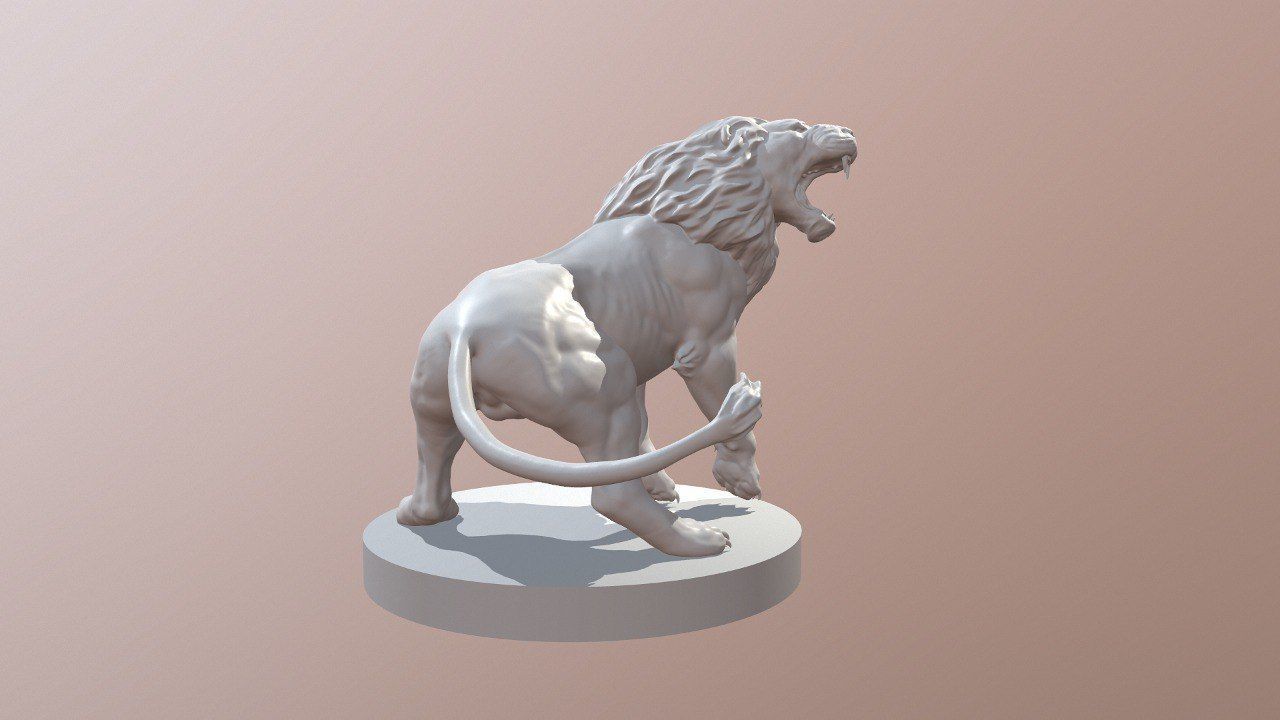 Roaring Lion Statue Printable 3D print model_5