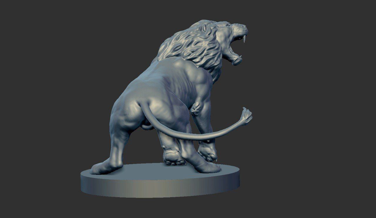 Roaring Lion Statue Printable 3D print model_12