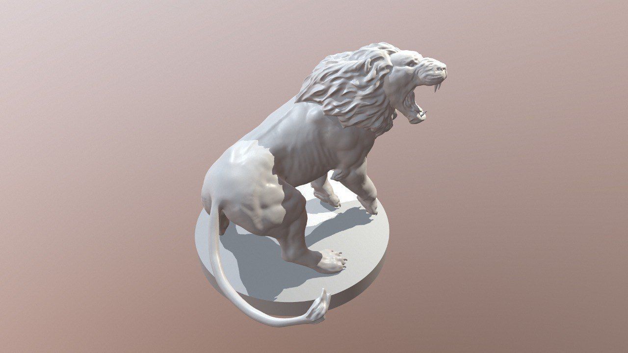 Roaring Lion Statue Printable 3D print model_6