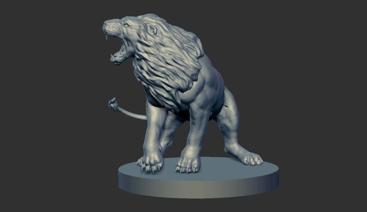 Roaring Lion Statue Printable 3D print model_10