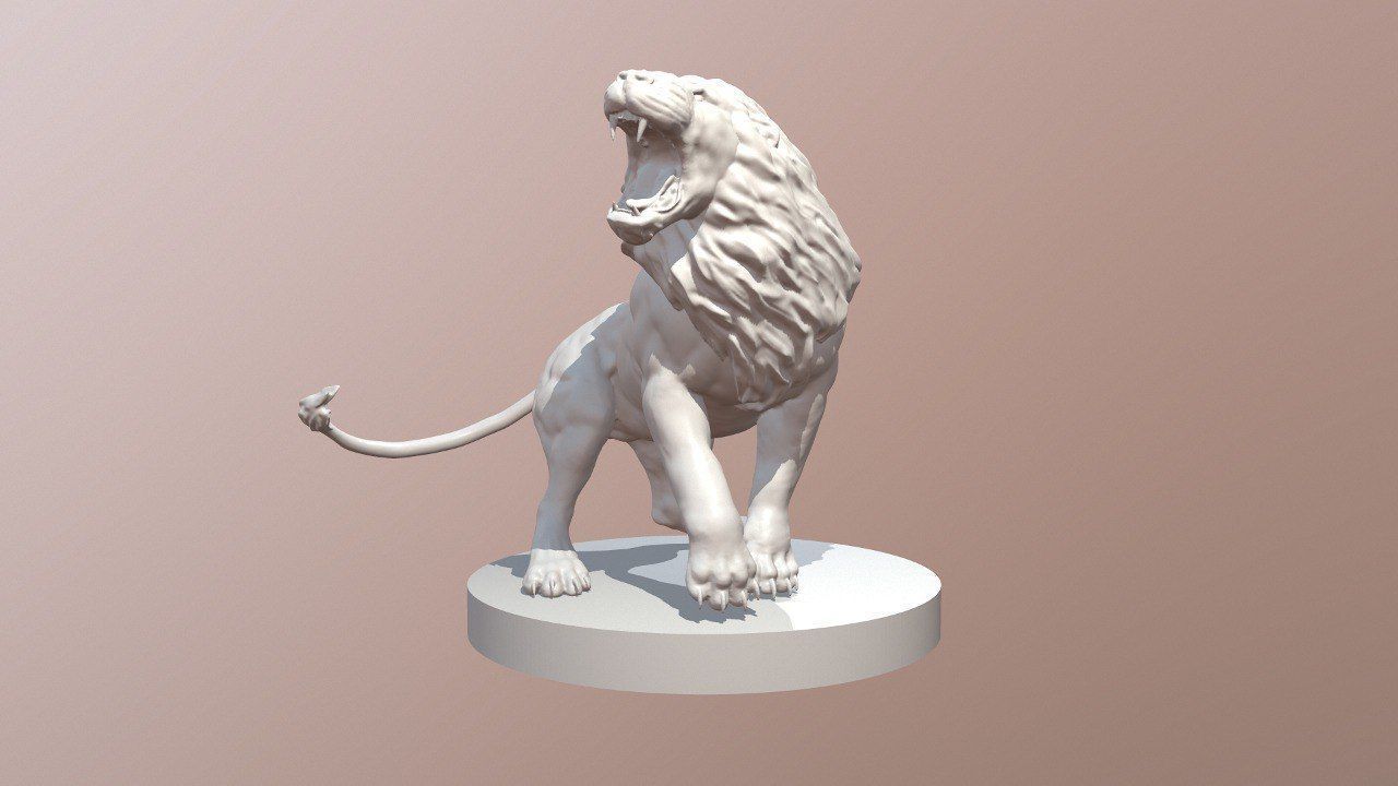 Roaring Lion Statue Printable 3D print model_1