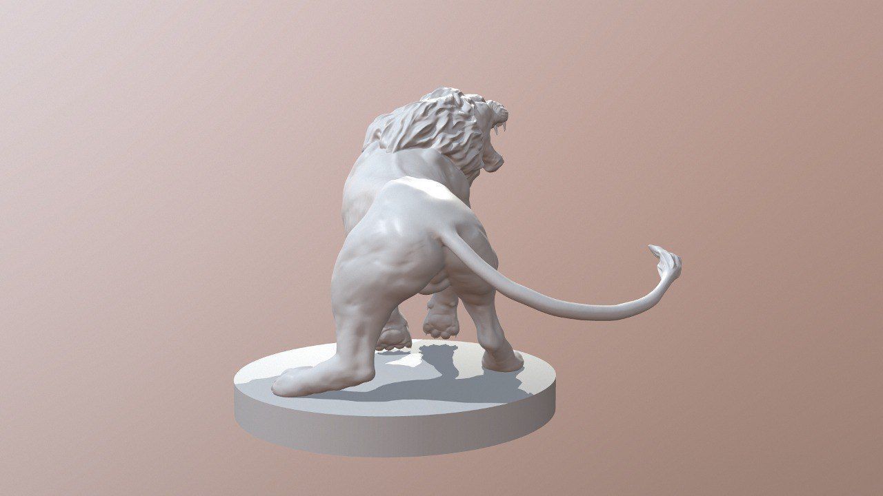 Roaring Lion Statue Printable 3D print model_3