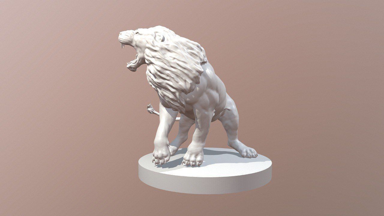 Roaring Lion Statue Printable 3D print model_2