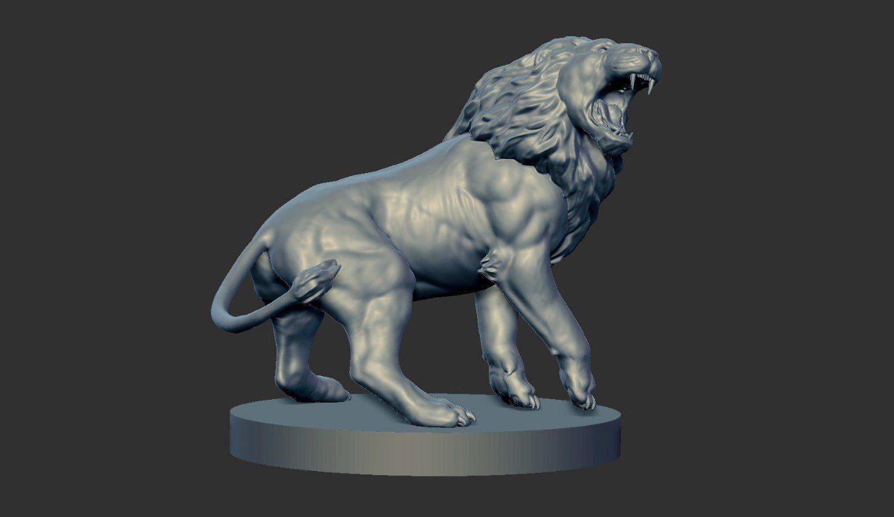 Roaring Lion Statue Printable 3D print model_8
