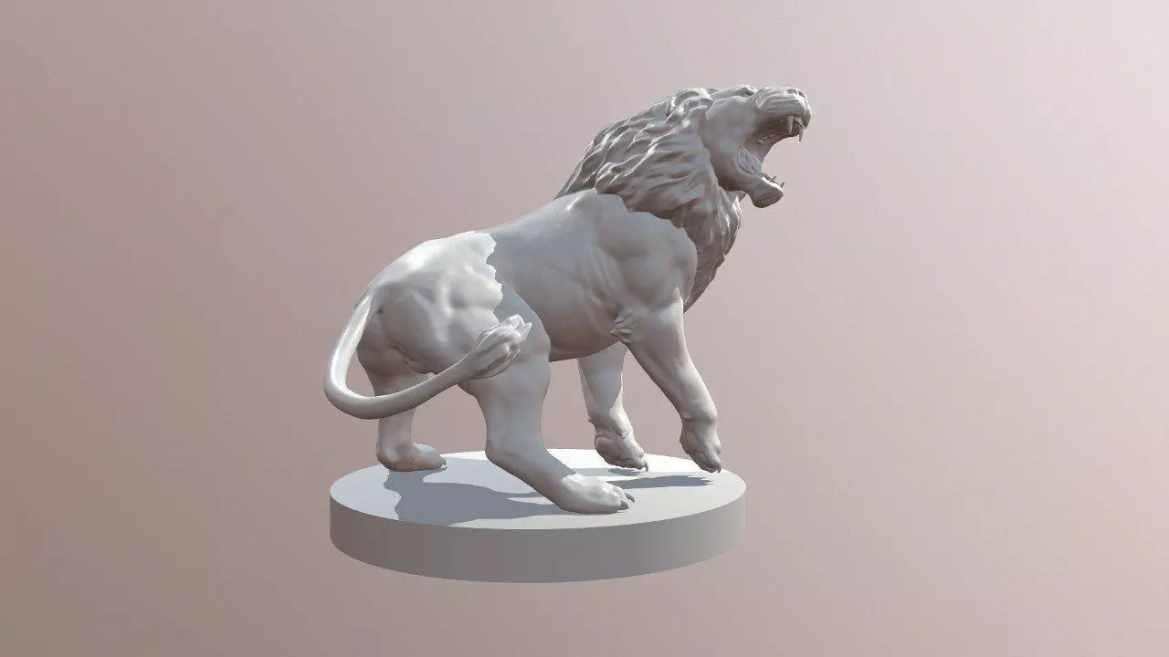 Roaring Lion Statue Printable 3D print model_0