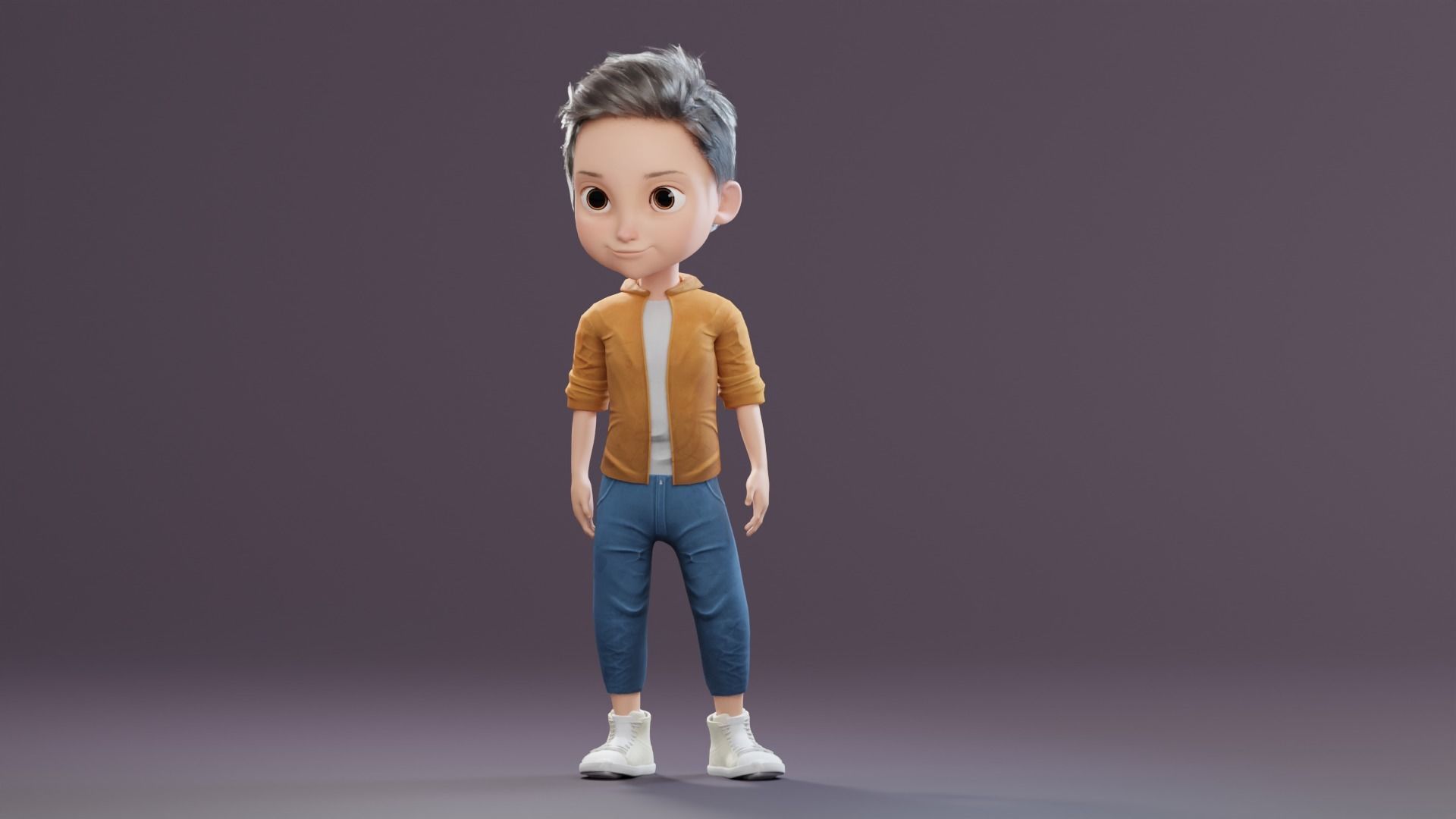 Pixar-Style Kid Boy Character Rigged Low-poly 3D model_41