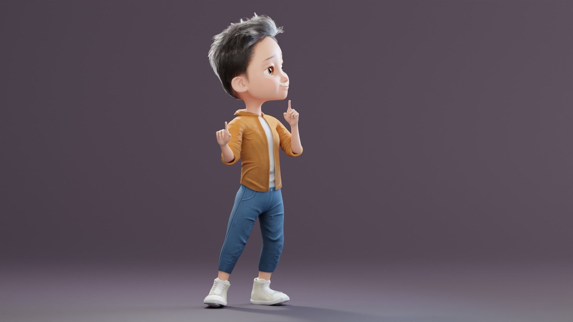Pixar-Style Kid Boy Character Rigged Low-poly 3D model_16