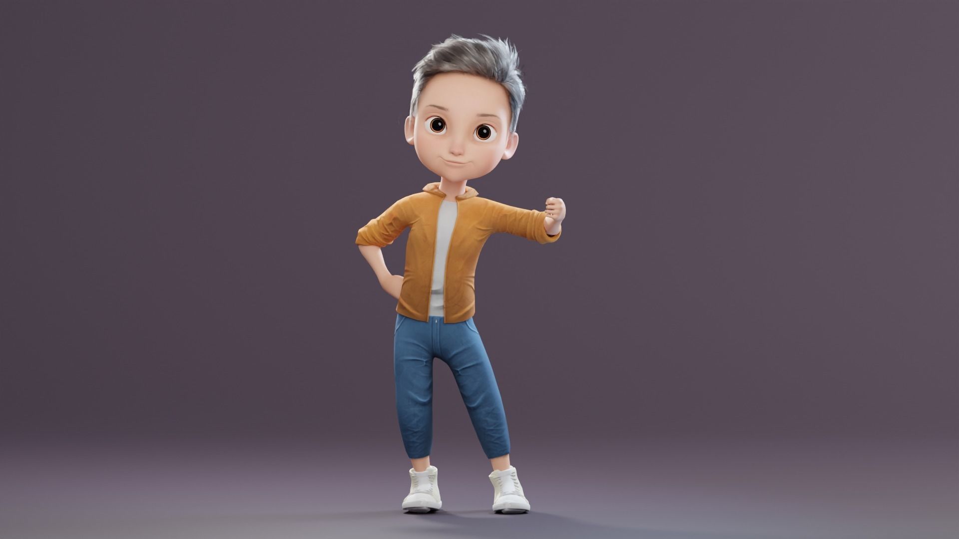 Pixar-Style Kid Boy Character Rigged Low-poly 3D model_22