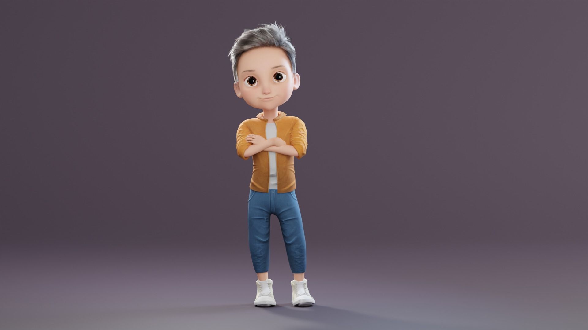 Pixar-Style Kid Boy Character Rigged Low-poly 3D model_7