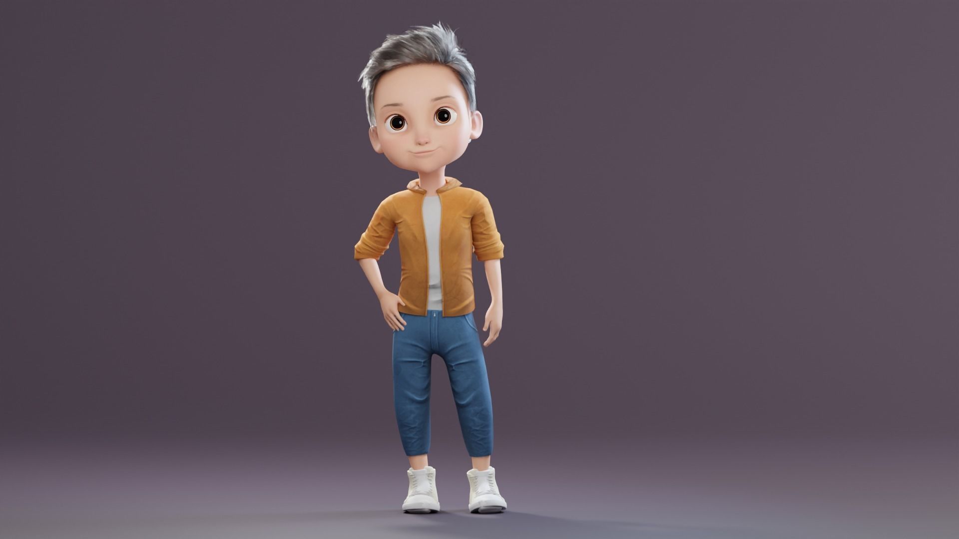 Pixar-Style Kid Boy Character Rigged Low-poly 3D model_42