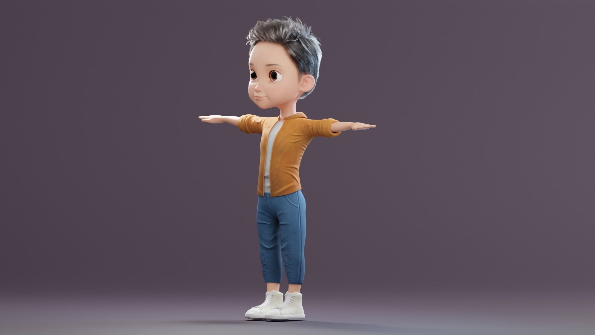Pixar-Style Kid Boy Character Rigged Low-poly 3D model_55