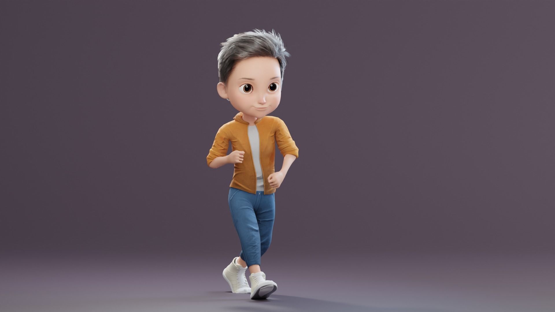 Pixar-Style Kid Boy Character Rigged Low-poly 3D model_30