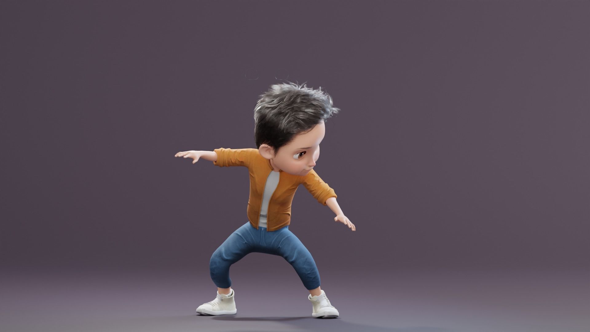 Pixar-Style Kid Boy Character Rigged Low-poly 3D model_36