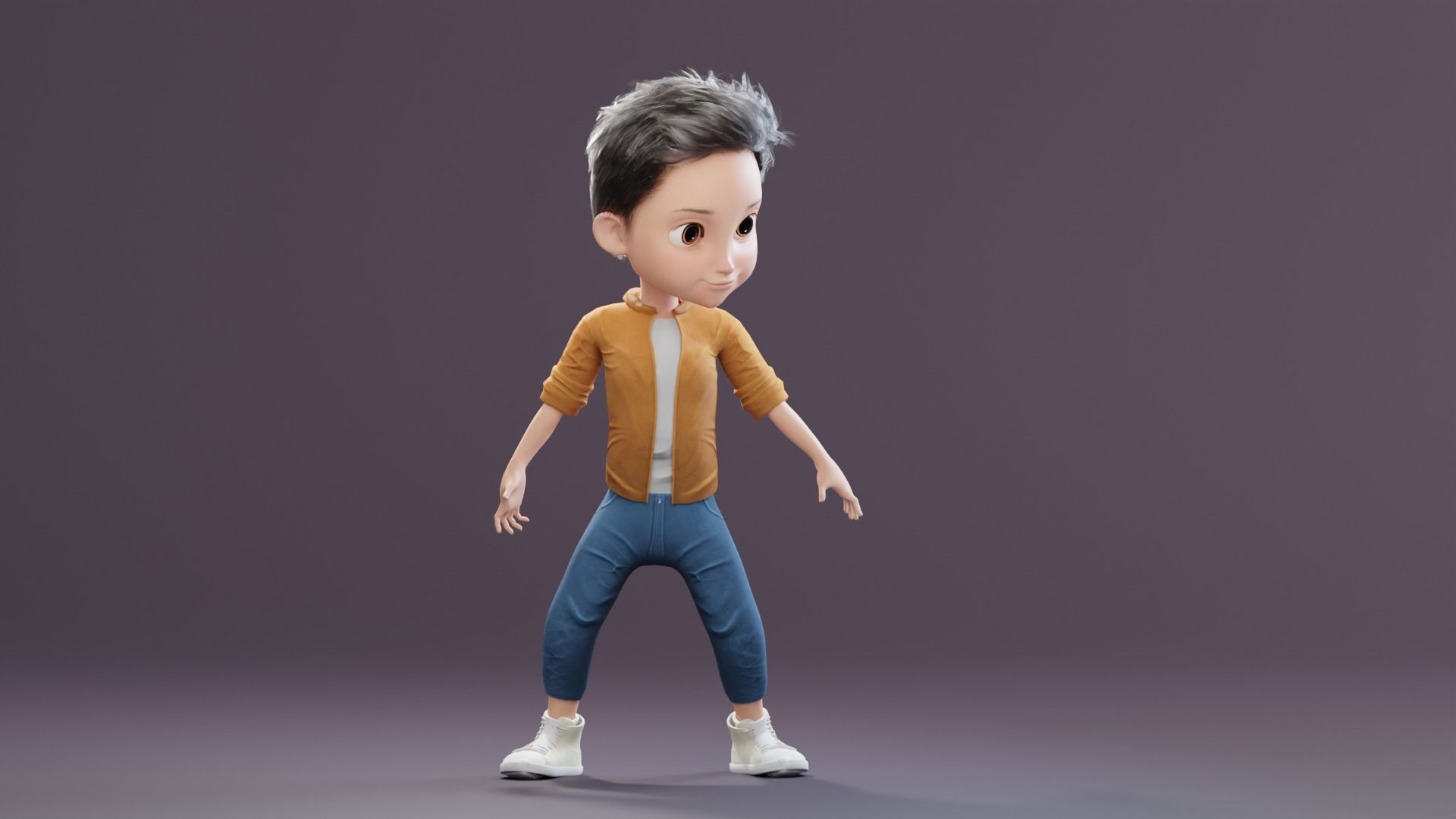 Pixar-Style Kid Boy Character Rigged Low-poly 3D model_43