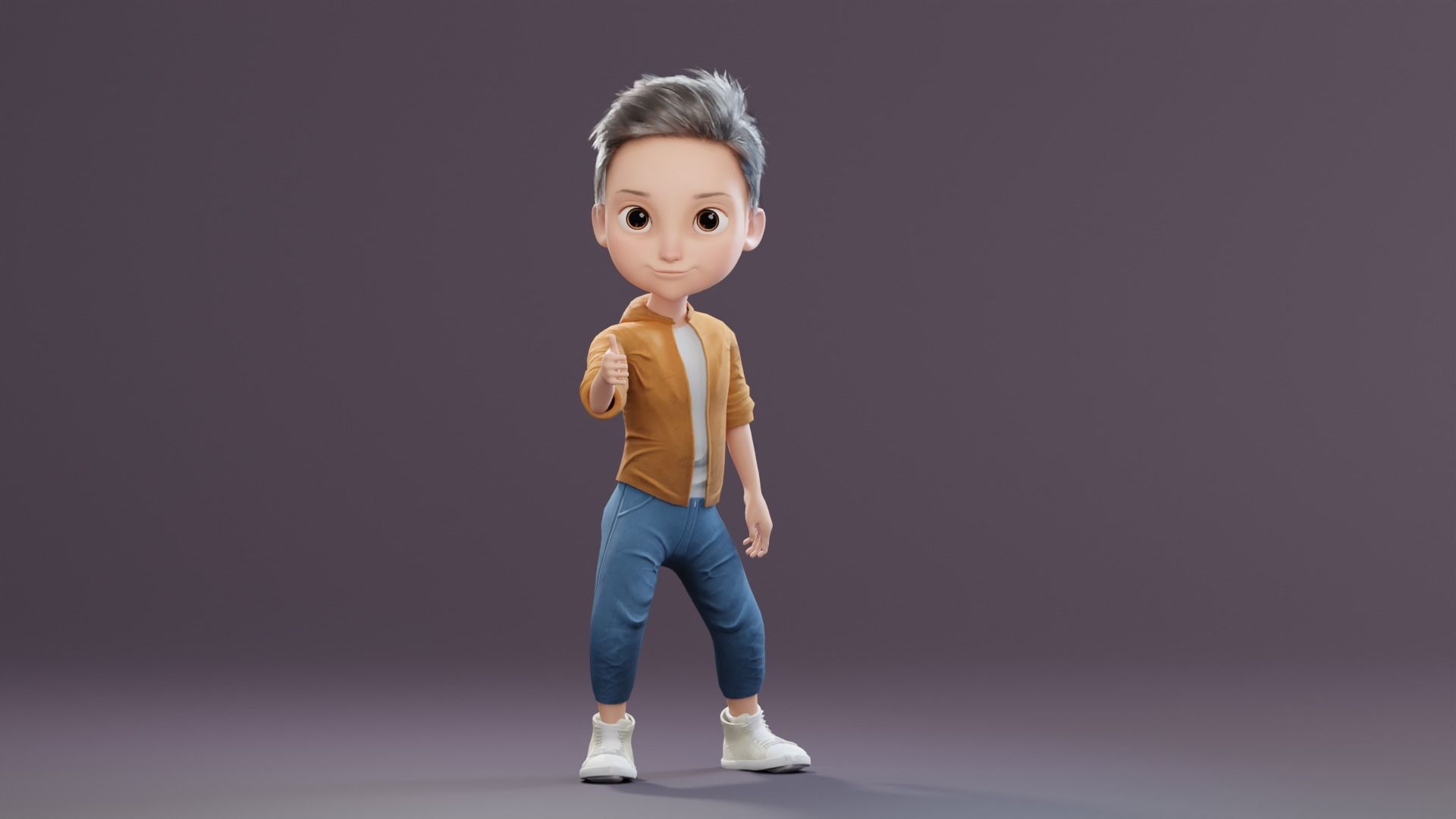 Pixar-Style Kid Boy Character Rigged Low-poly 3D model_25