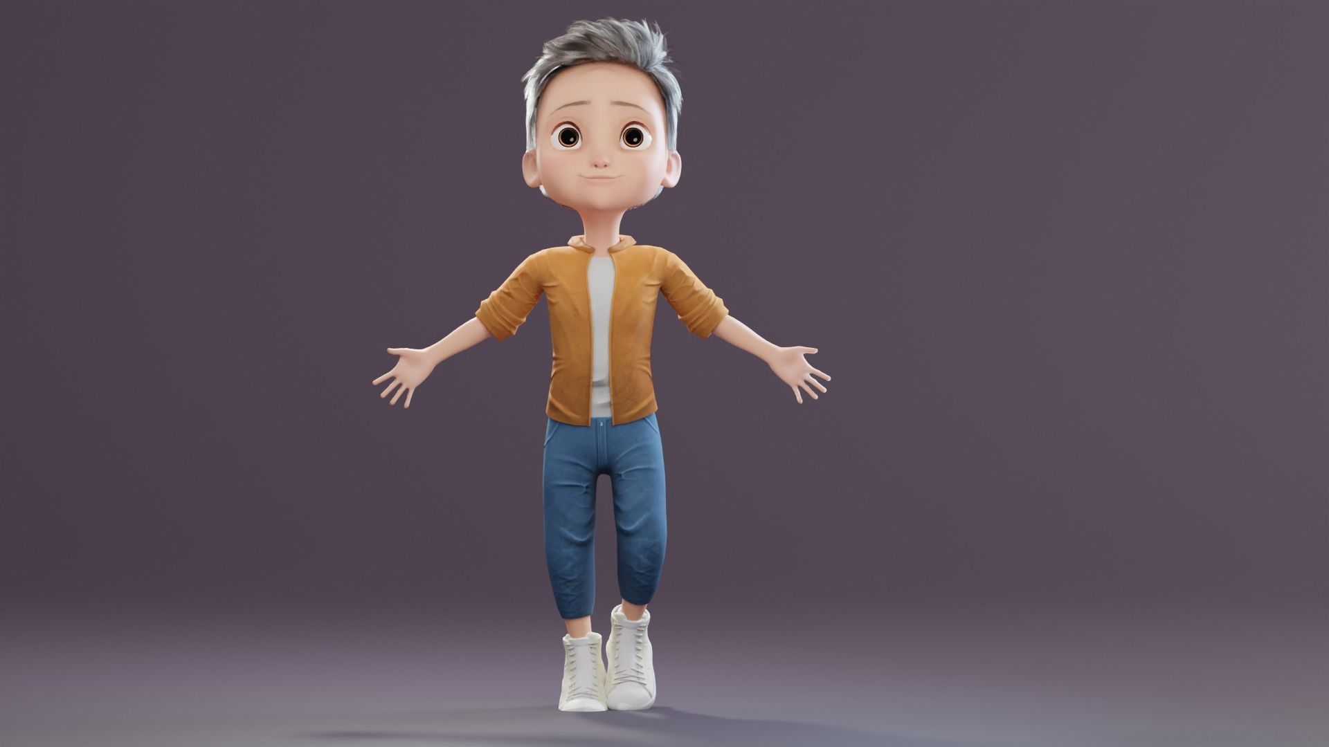 Pixar-Style Kid Boy Character Rigged Low-poly 3D model_46