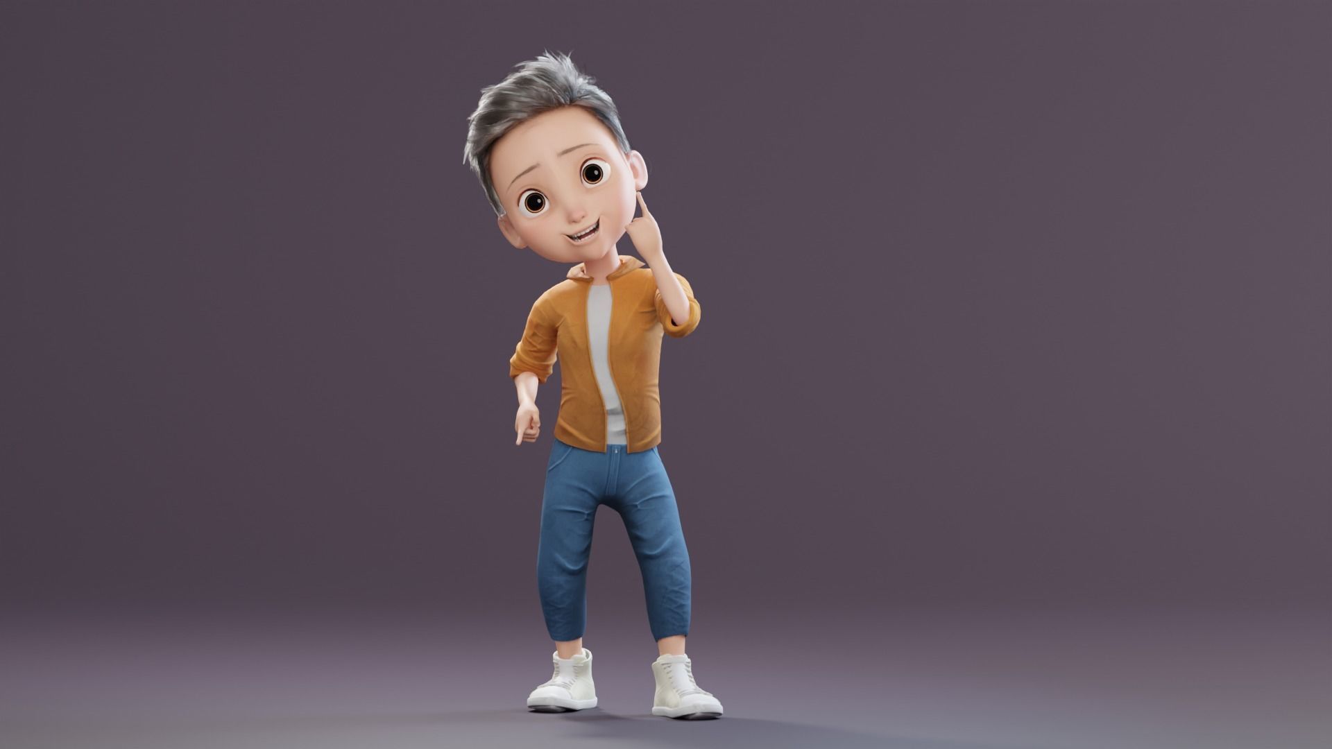 Pixar-Style Kid Boy Character Rigged Low-poly 3D model_24
