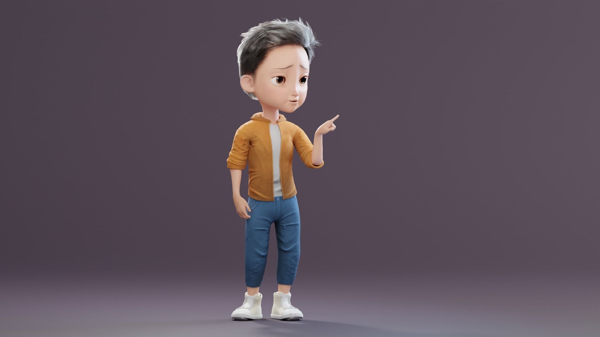 Pixar-Style Kid Boy Character Rigged Low-poly 3D model_12