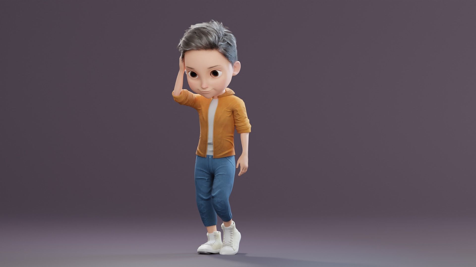 Pixar-Style Kid Boy Character Rigged Low-poly 3D model_31