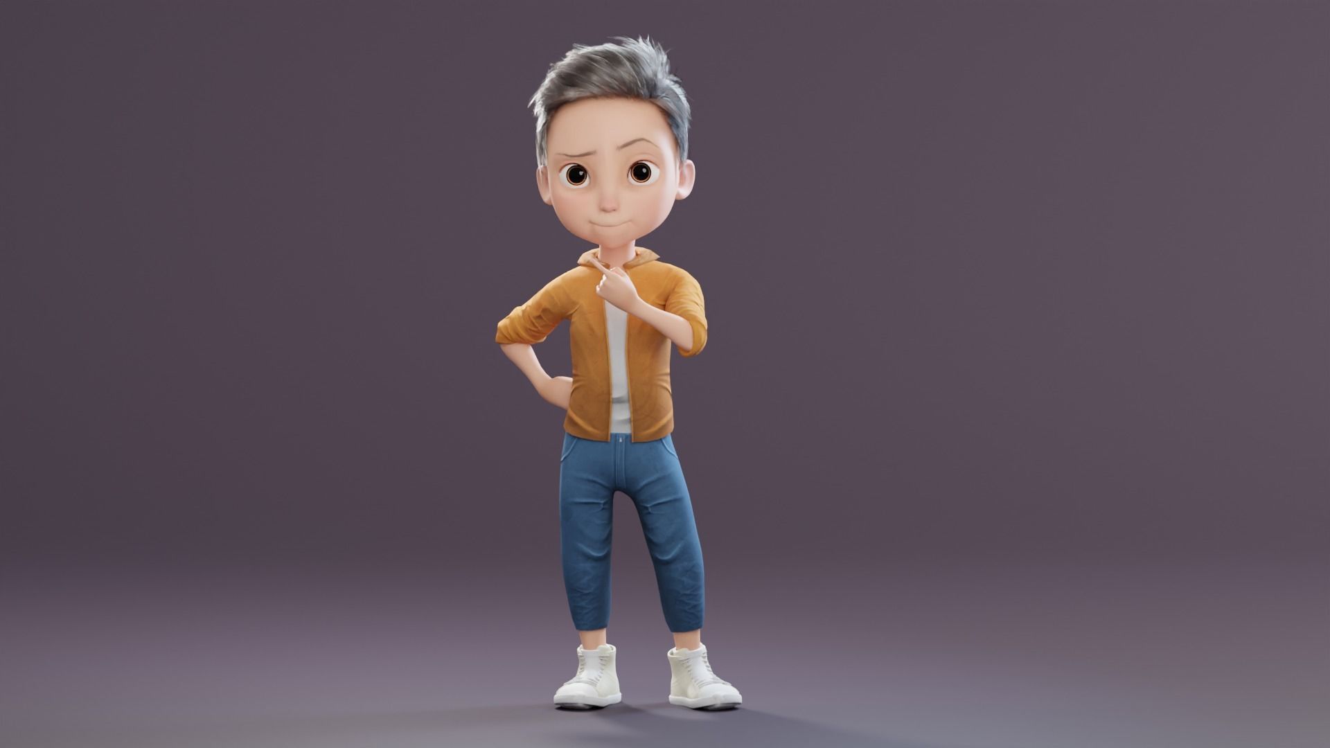 Pixar-Style Kid Boy Character Rigged Low-poly 3D model_29