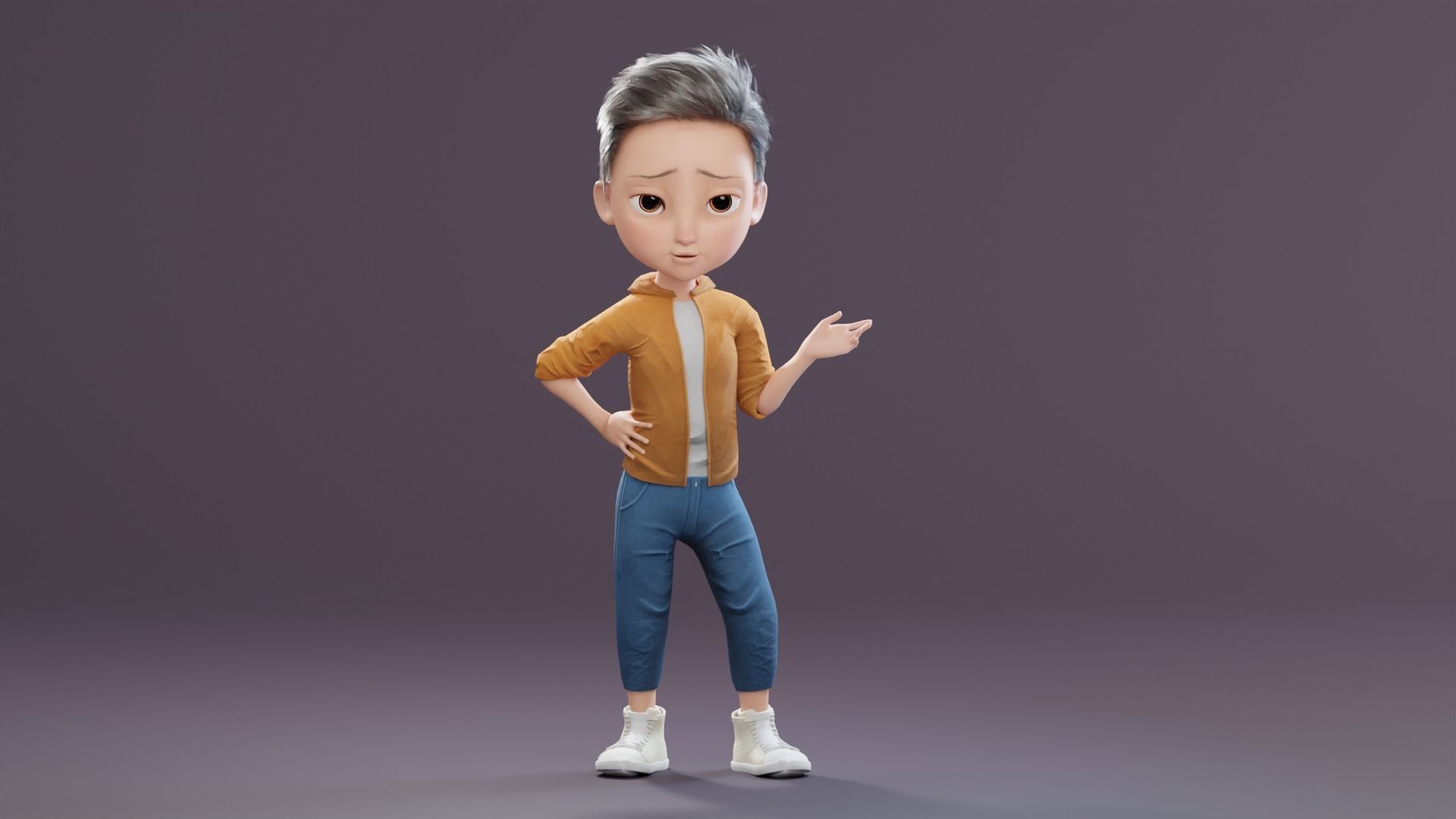 Pixar-Style Kid Boy Character Rigged Low-poly 3D model_49