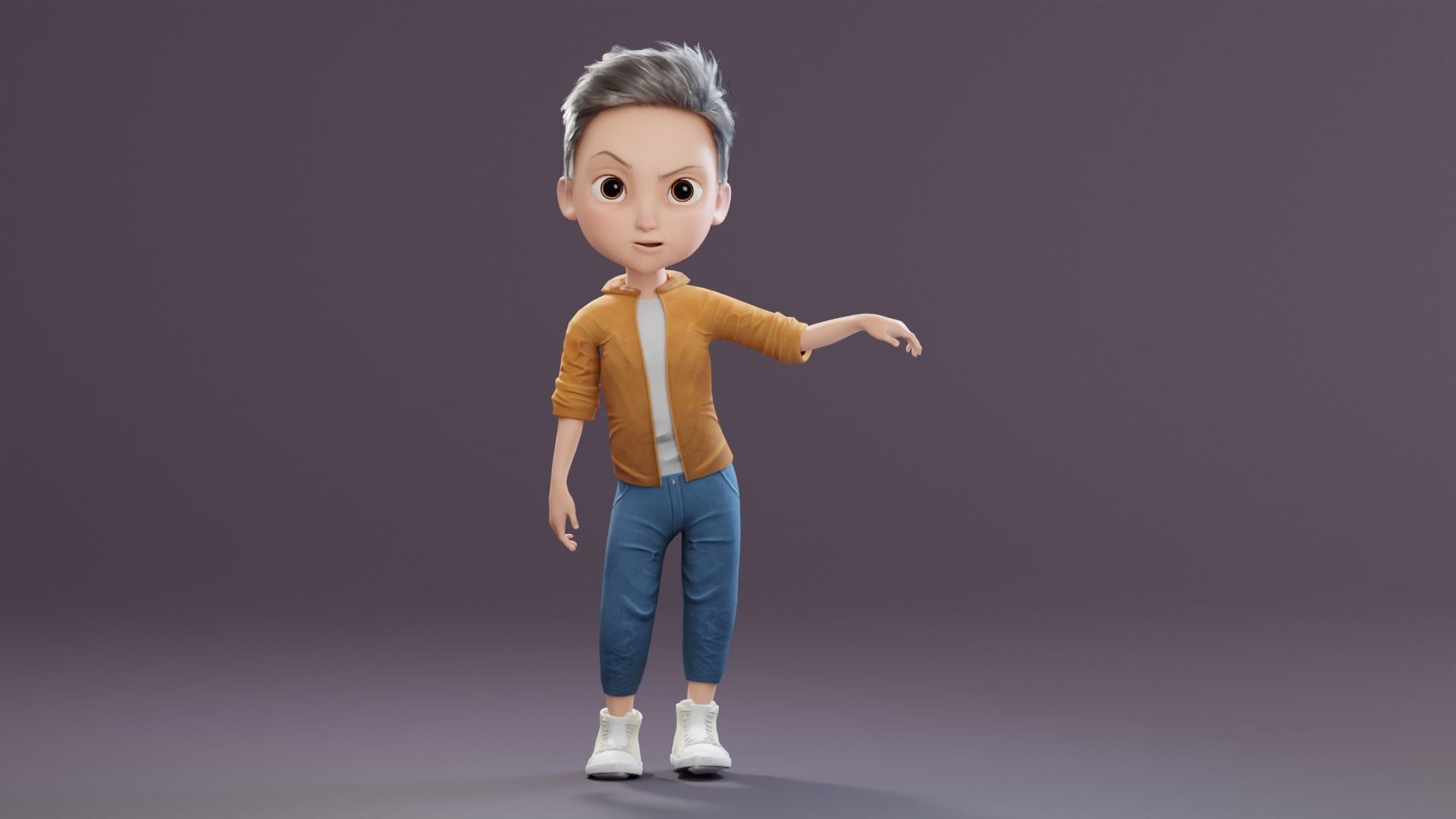 Pixar-Style Kid Boy Character Rigged Low-poly 3D model_51