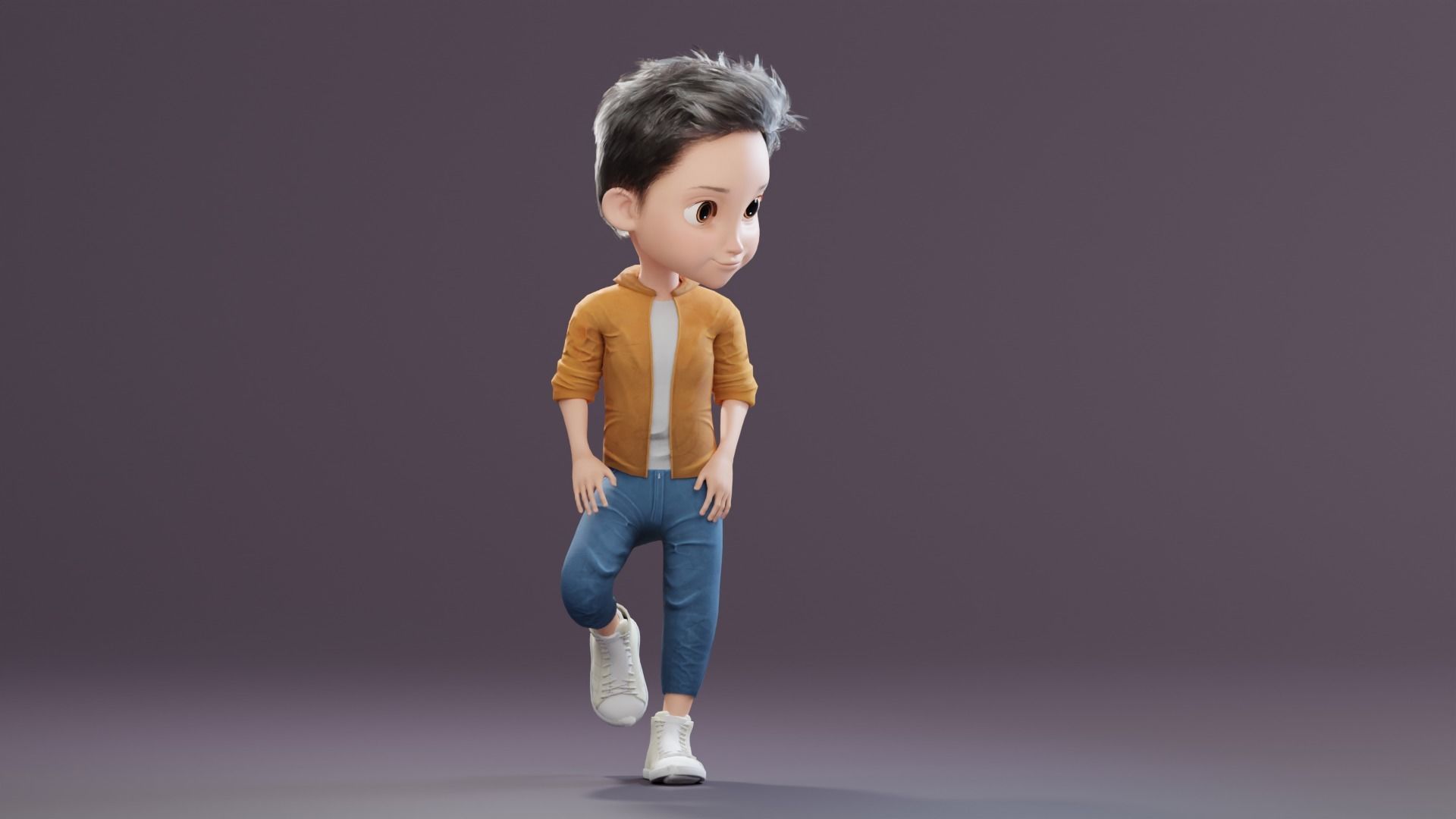 Pixar-Style Kid Boy Character Rigged Low-poly 3D model_28