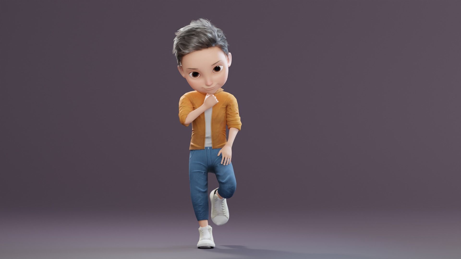 Pixar-Style Kid Boy Character Rigged Low-poly 3D model_27