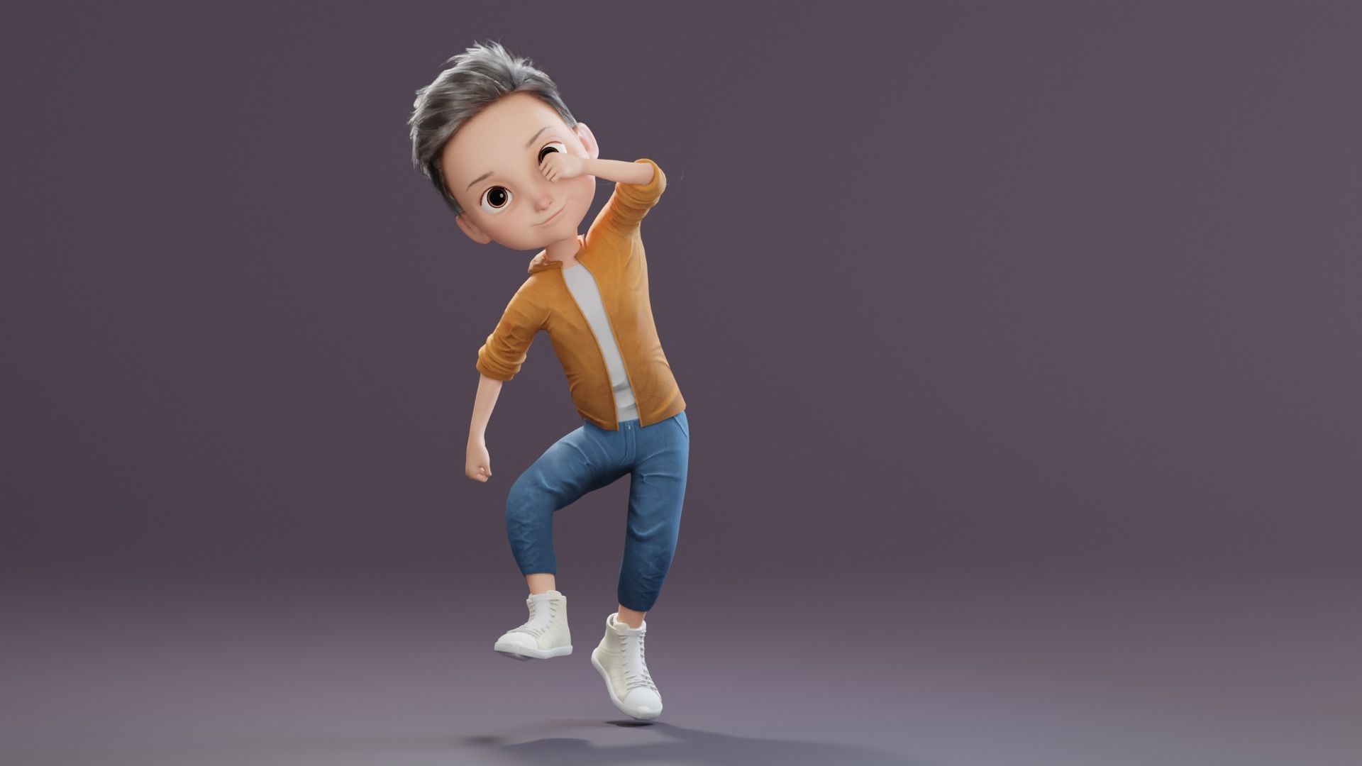 Pixar-Style Kid Boy Character Rigged Low-poly 3D model_50