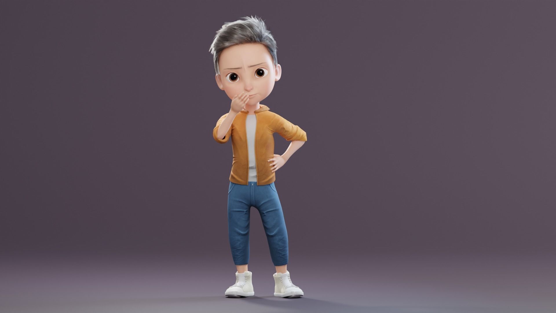 Pixar-Style Kid Boy Character Rigged Low-poly 3D model_14