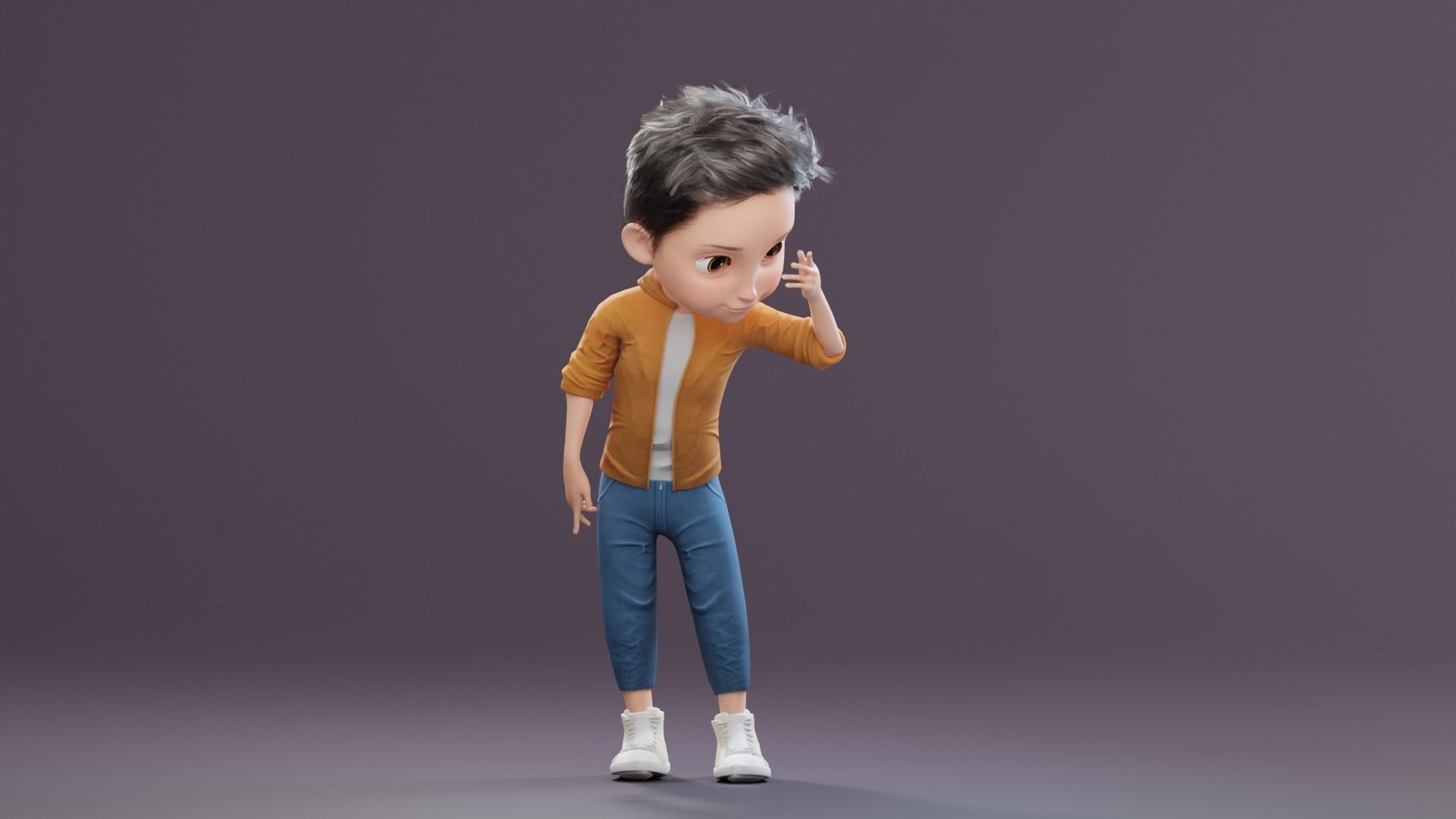 Pixar-Style Kid Boy Character Rigged Low-poly 3D model_23