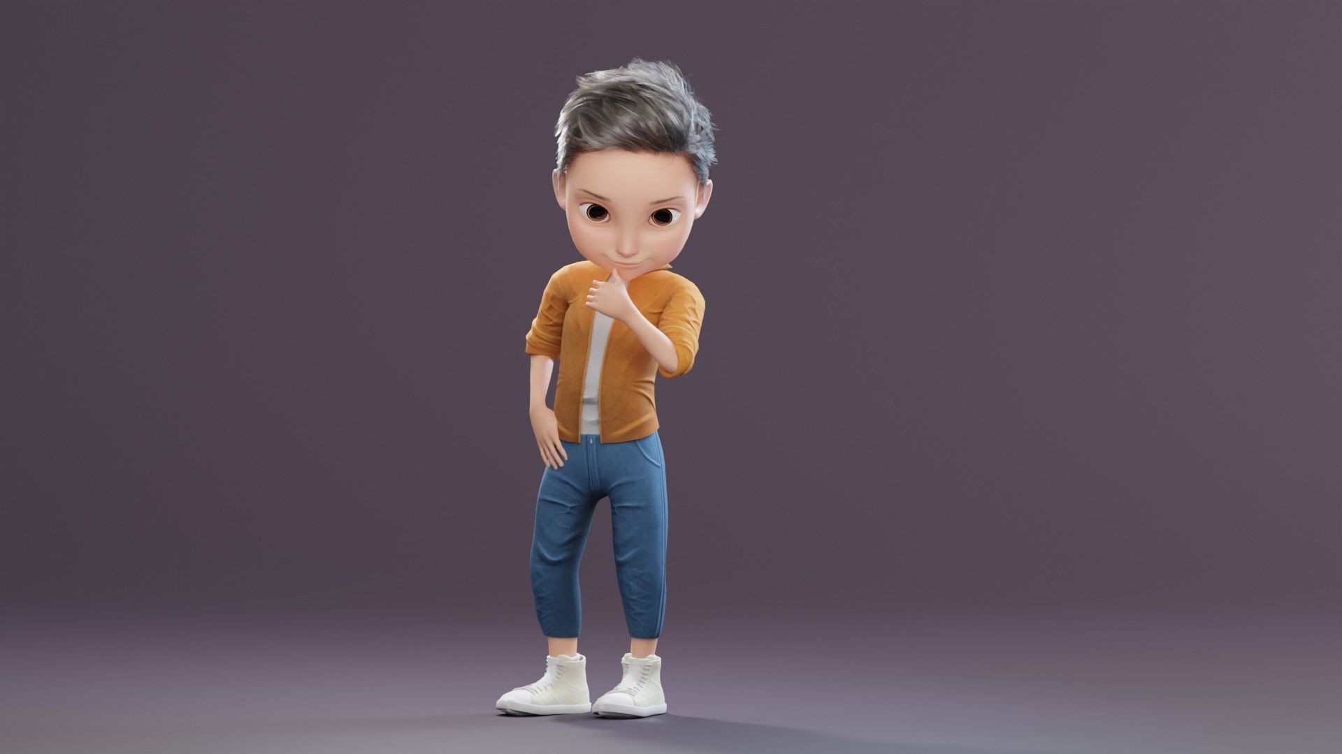 Pixar-Style Kid Boy Character Rigged Low-poly 3D model_38