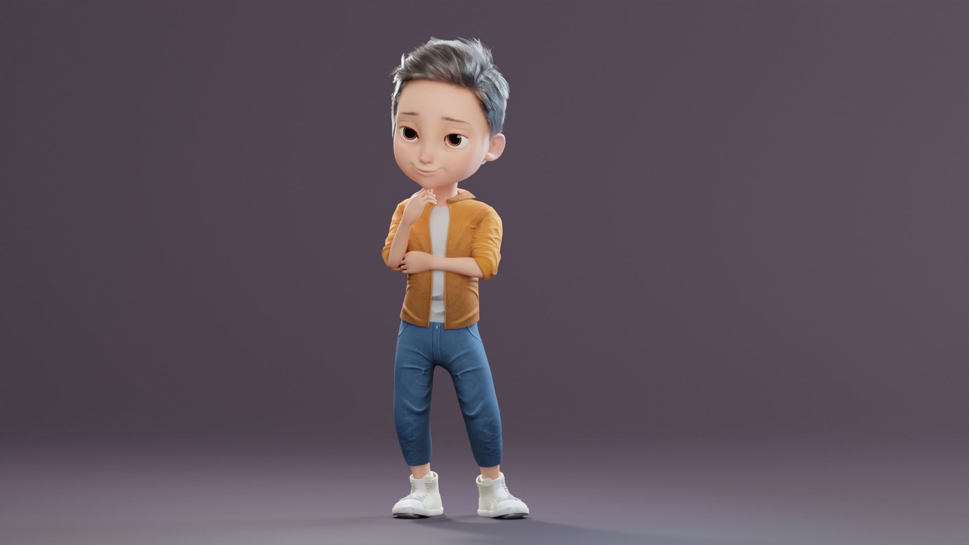 Pixar-Style Kid Boy Character Rigged Low-poly 3D model_15
