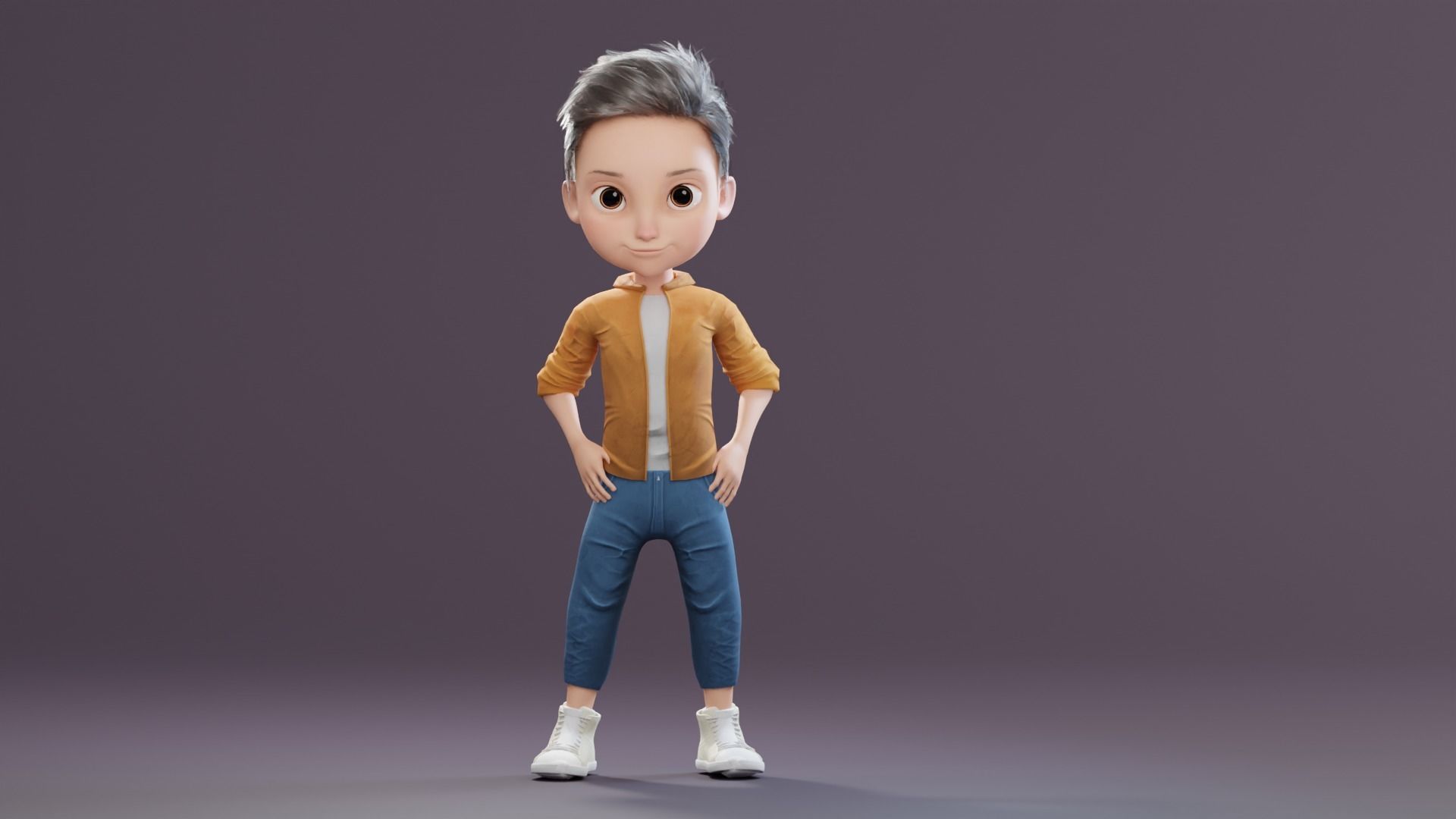 Pixar-Style Kid Boy Character Rigged Low-poly 3D model_44