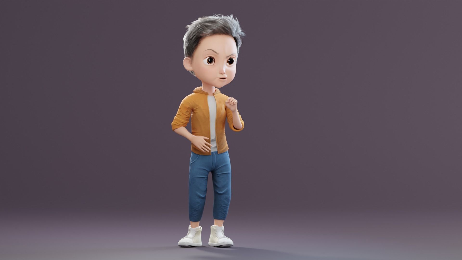 Pixar-Style Kid Boy Character Rigged Low-poly 3D model_11