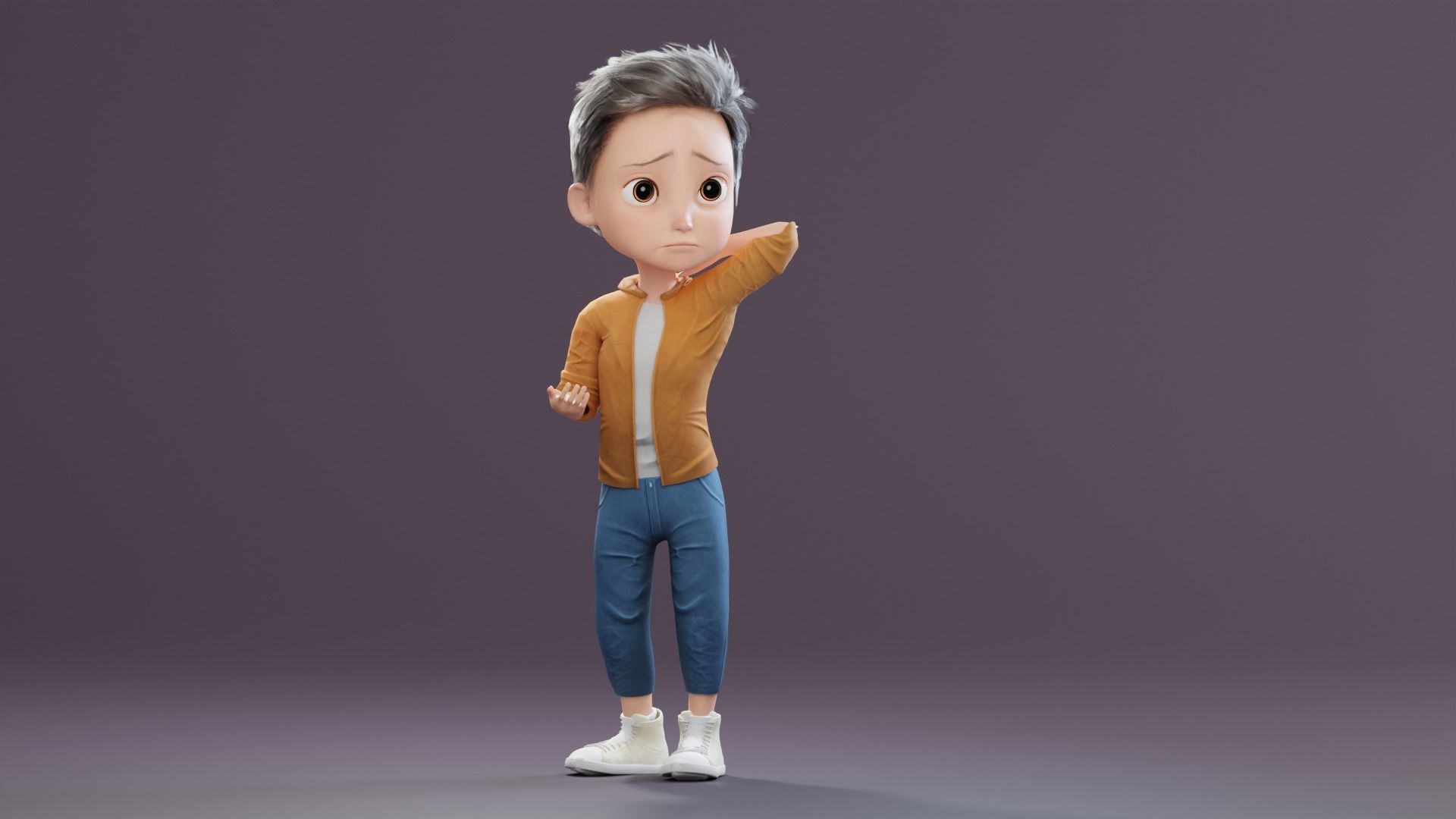 Pixar-Style Kid Boy Character Rigged Low-poly 3D model_13
