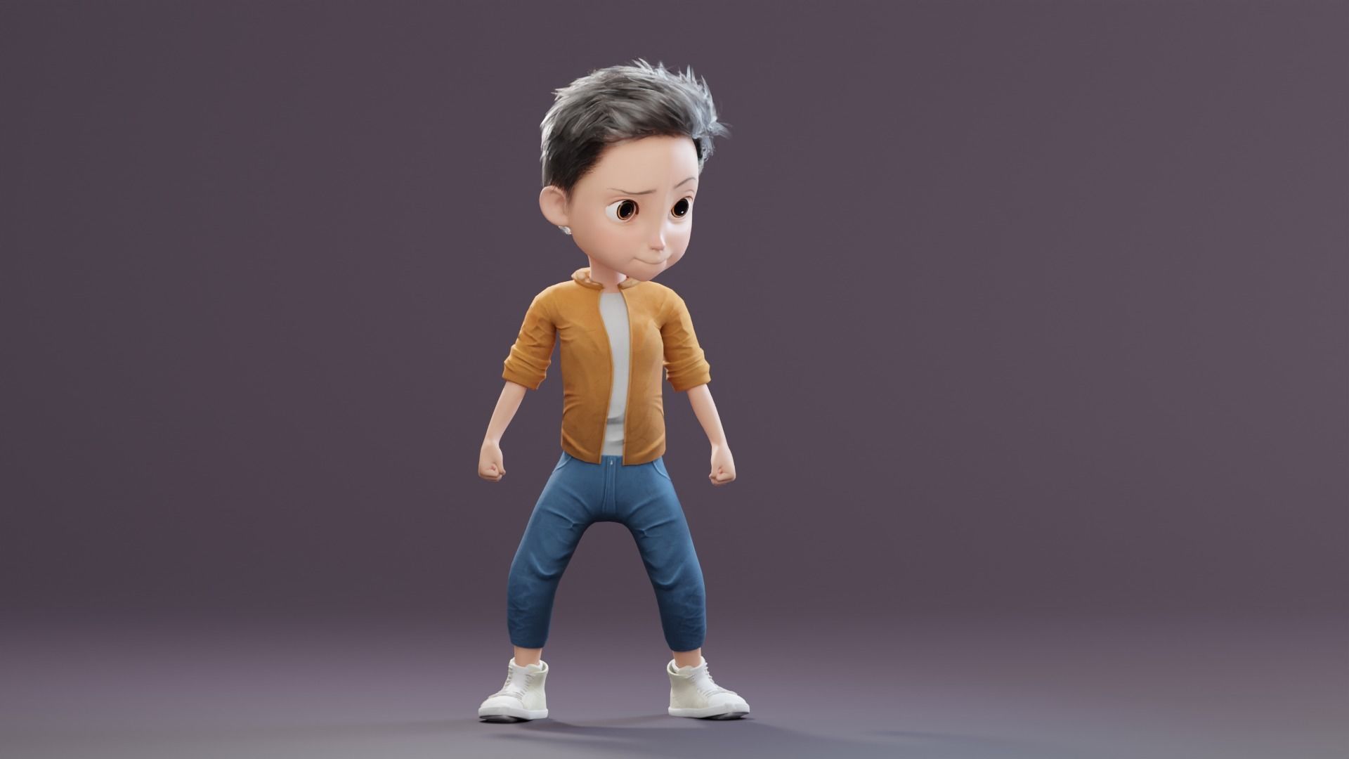 Pixar-Style Kid Boy Character Rigged Low-poly 3D model_45
