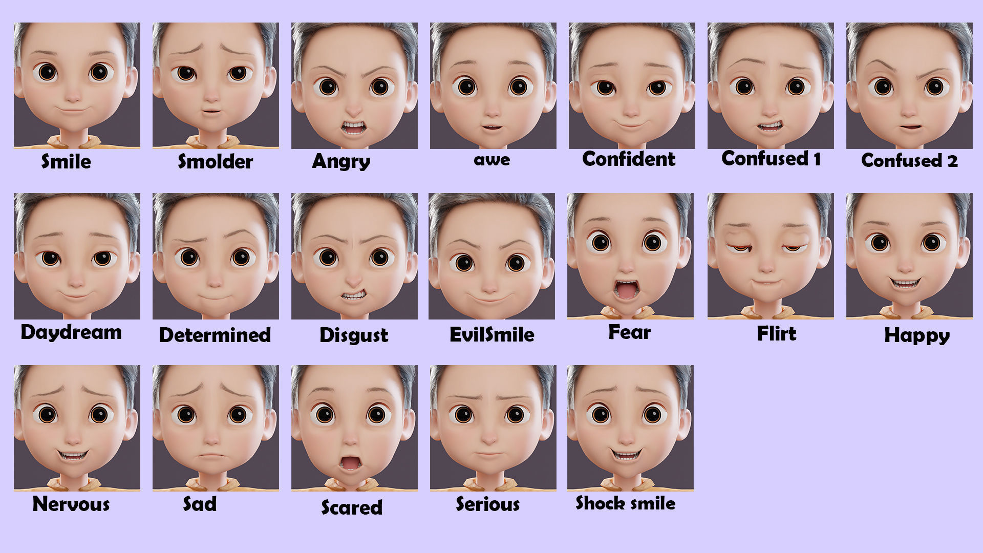 Pixar-Style Kid Boy Character Rigged Low-poly 3D model_3