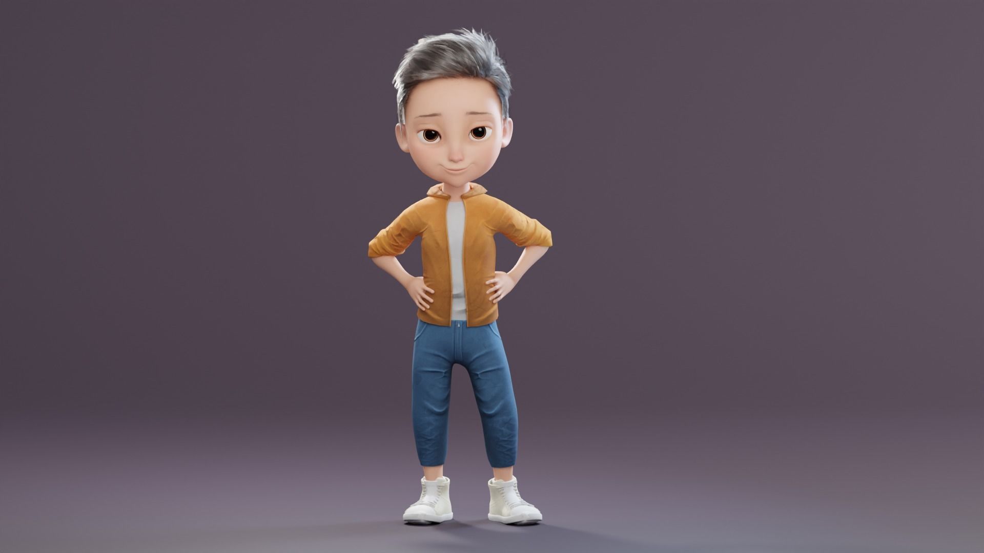 Pixar-Style Kid Boy Character Rigged Low-poly 3D model_18