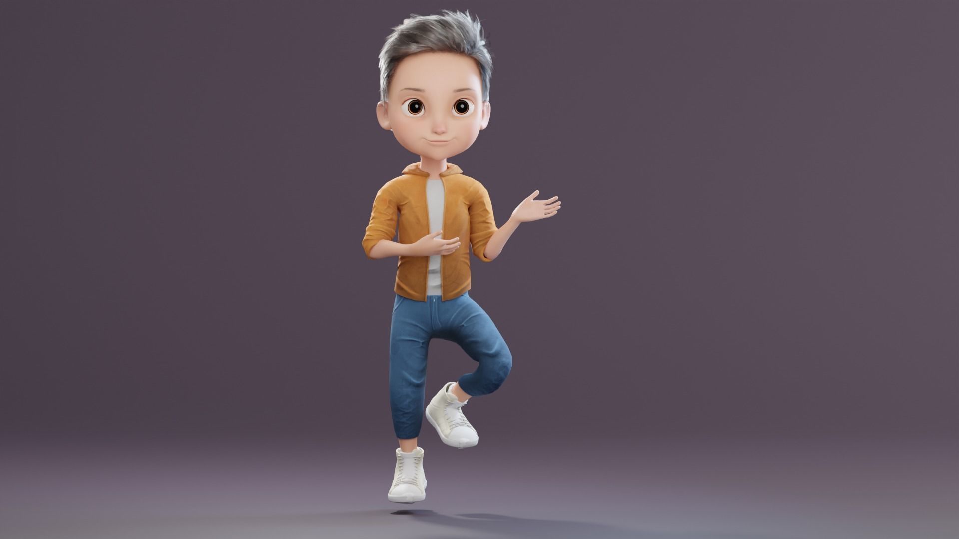 Pixar-Style Kid Boy Character Rigged Low-poly 3D model_21