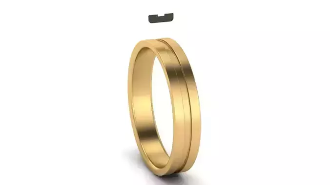 Center Fillet Flat Wedding Band 4 mm wide US SIZES