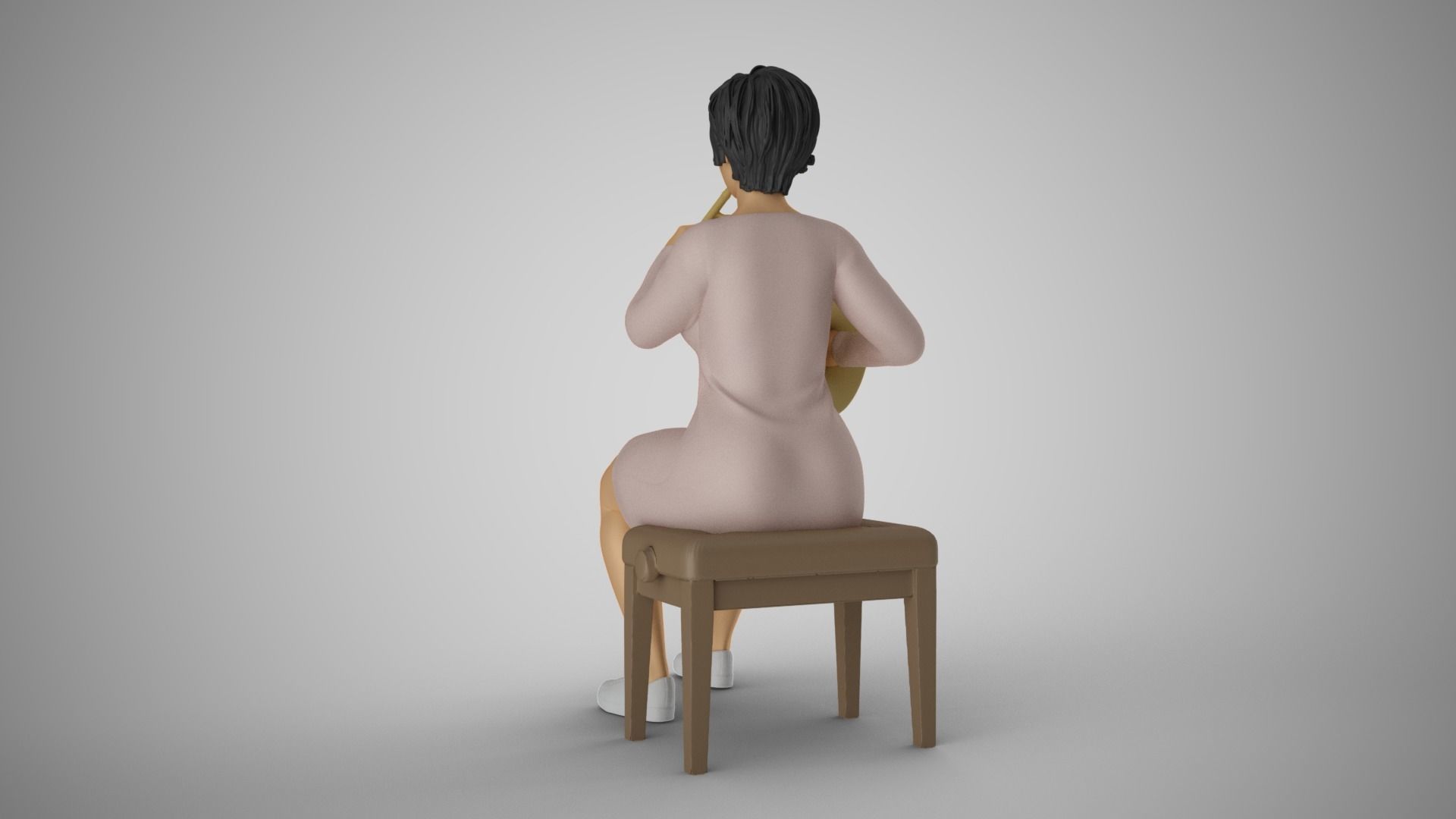 Woman French Horn Player 3D print model_14