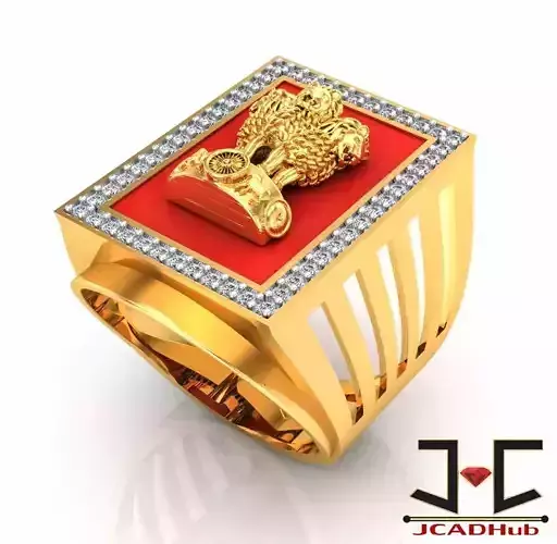 0171 - Ashok Stambh Gold Gents Ring 3D print model