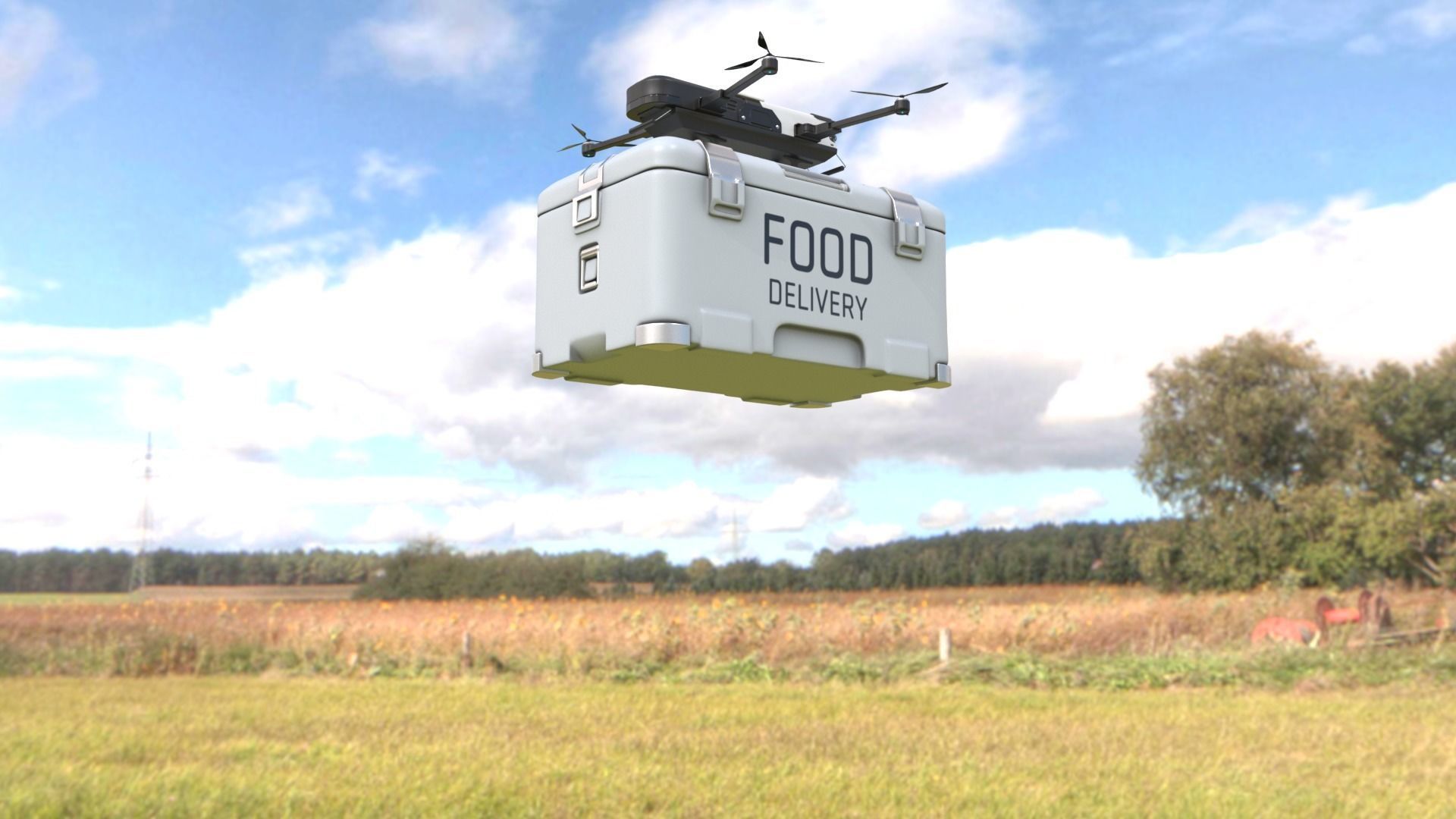 Food Delivery Drone quad copter 3D model_8