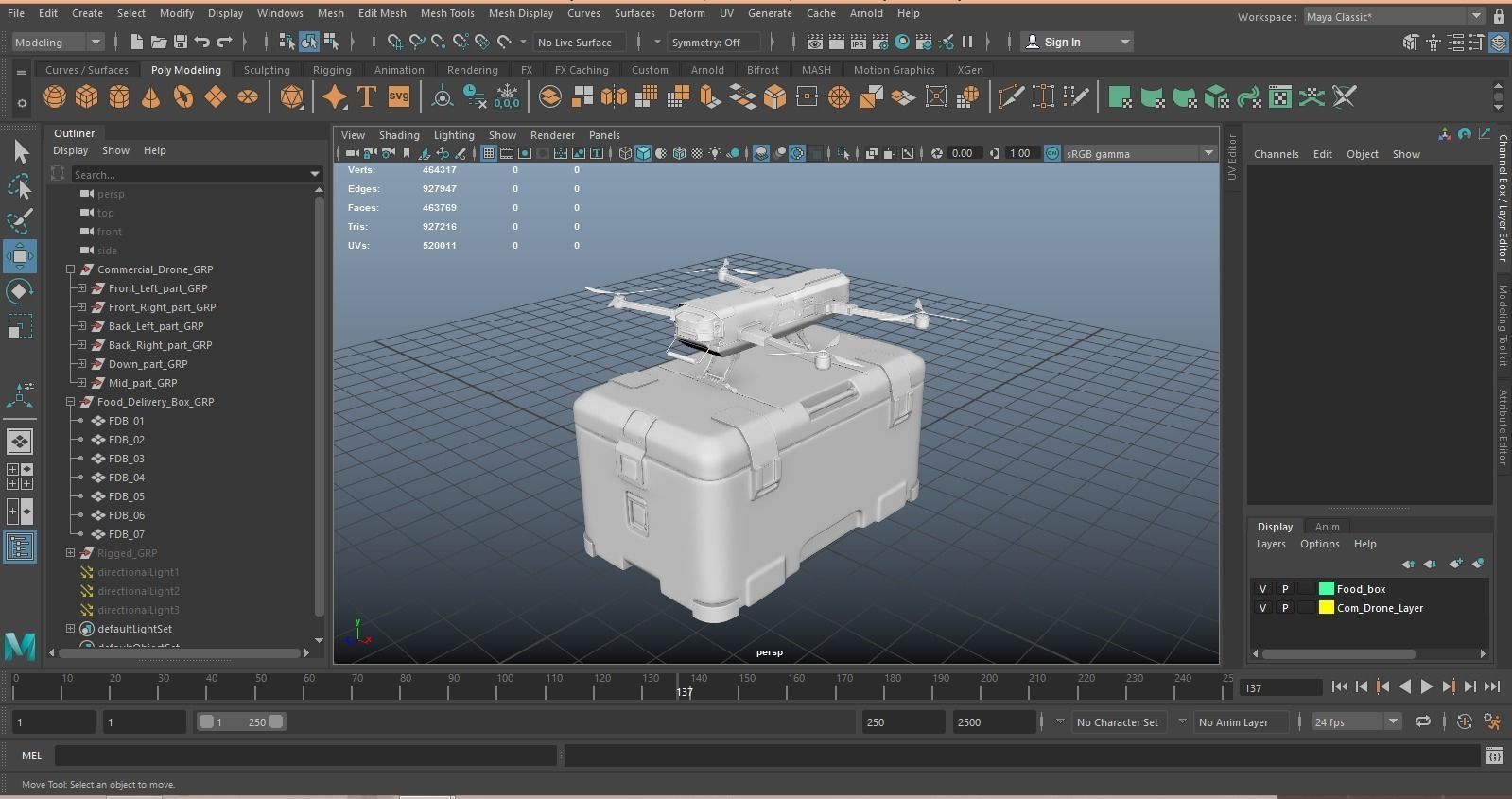 Food Delivery Drone quad copter 3D model_9
