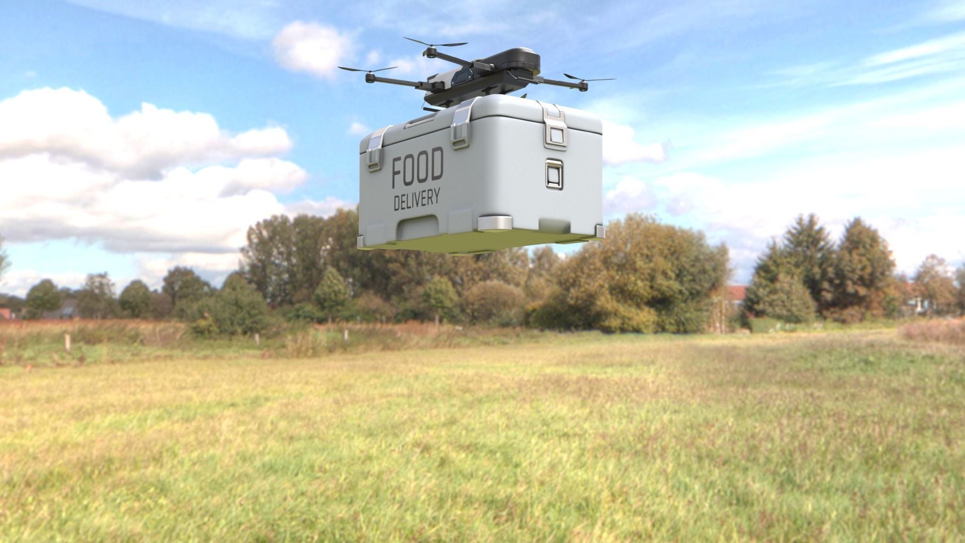Food Delivery Drone quad copter 3D model_7