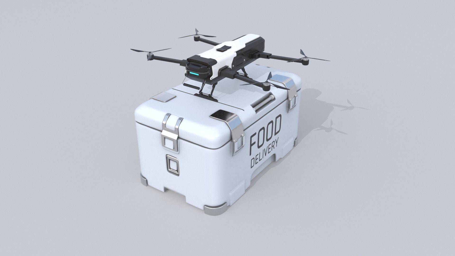 Food Delivery Drone quad copter 3D model_1