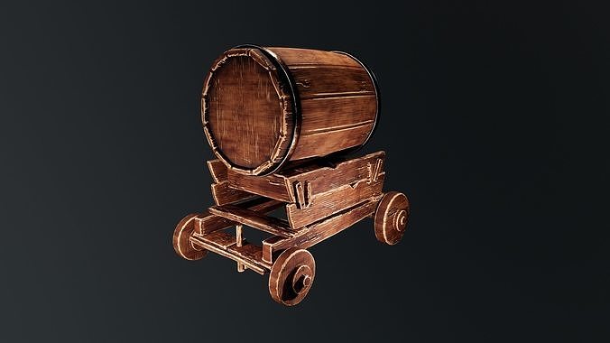 Trolley With Barrel Assembly Low-poly 3D model